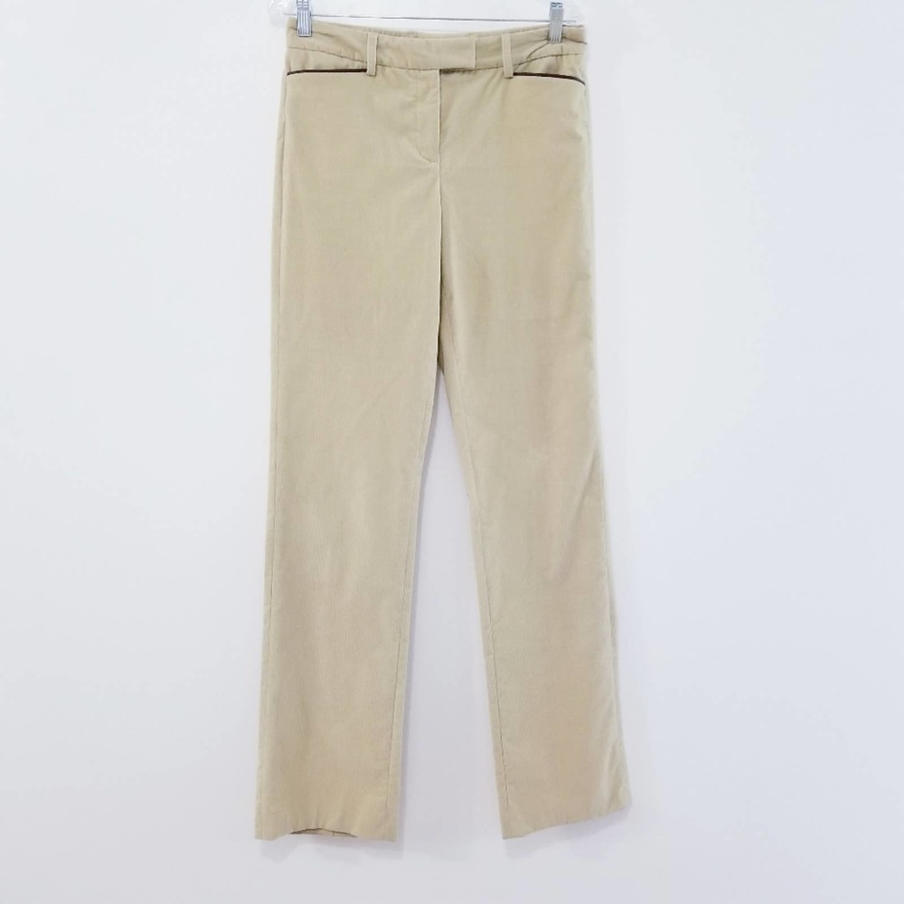 Loro Piana Corduroy Leather Trim Mid Rise Pants